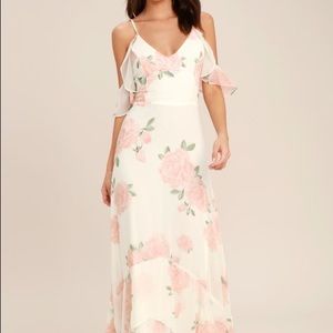 “Take me there” Ivory Floral Print Maxi Dress